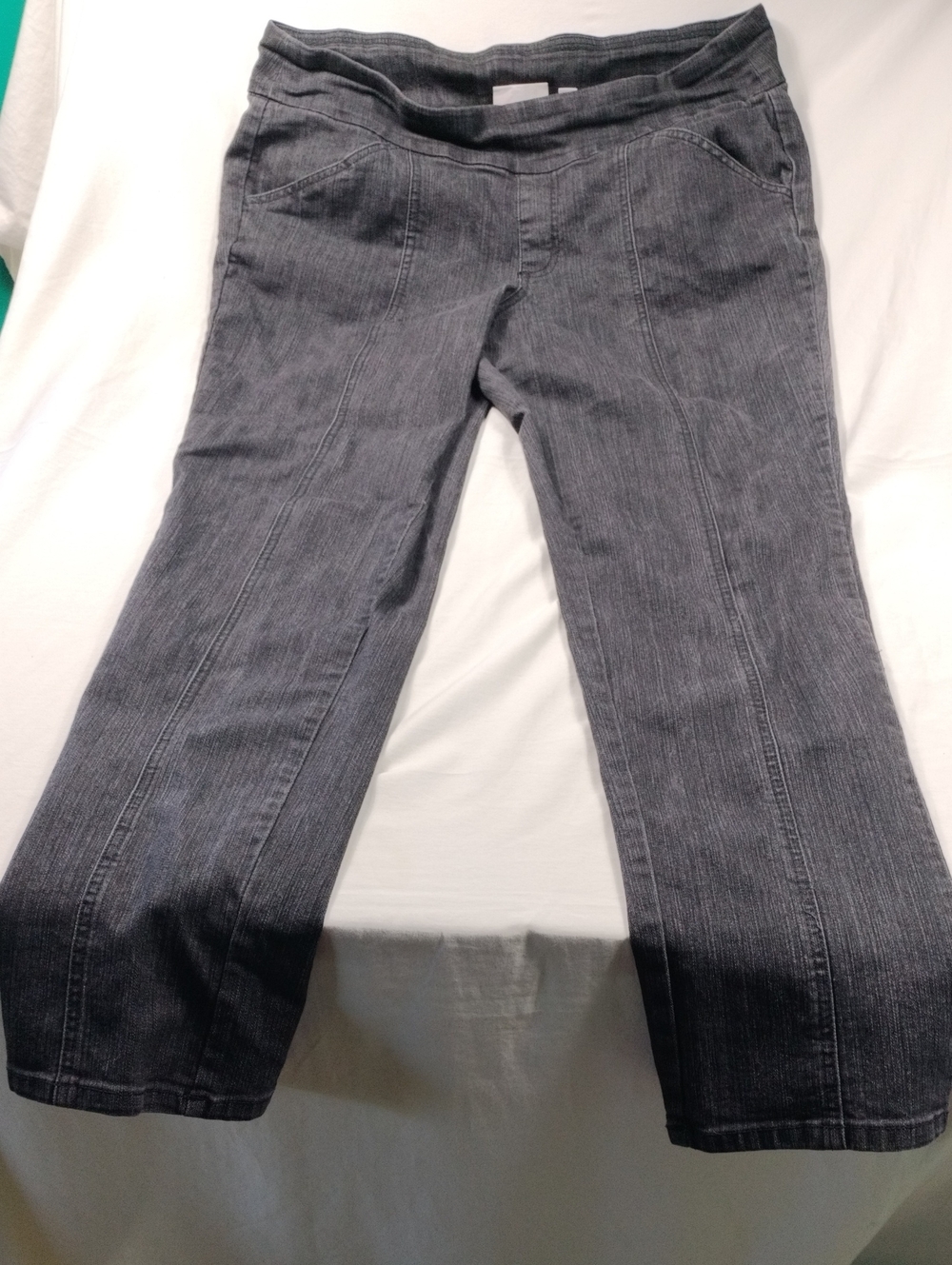 Grey D& co. Women's Straight-Leg Knit Denim Pants Size 16
